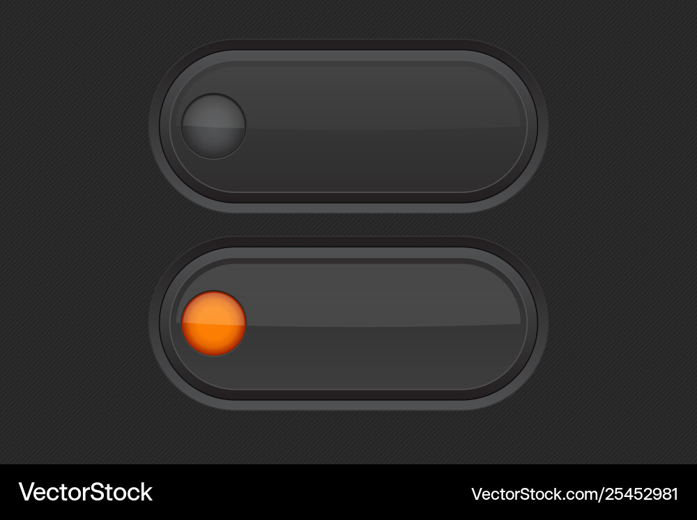 Black 3d interface buttons with orange design Vector Image