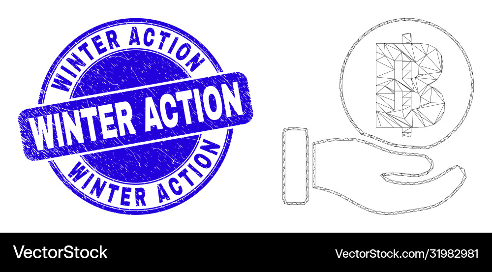 Blue grunge winter action seal and web carcass Blue grunge winter action seal and web carcass vector image