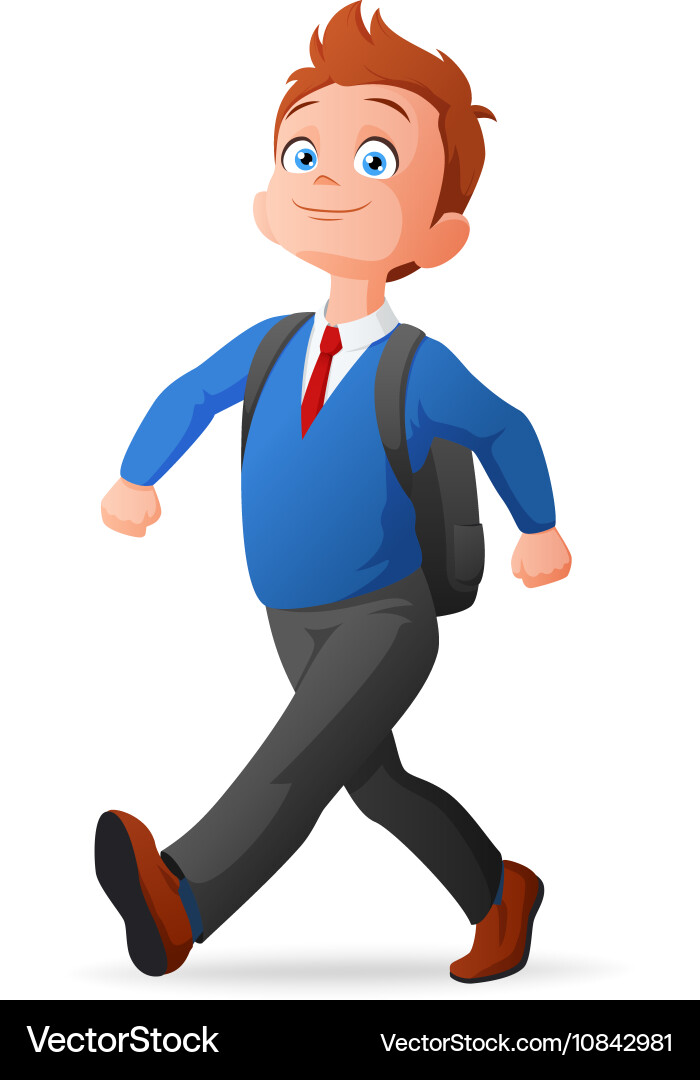 Cheerful Boy in School Uniform Vector Image