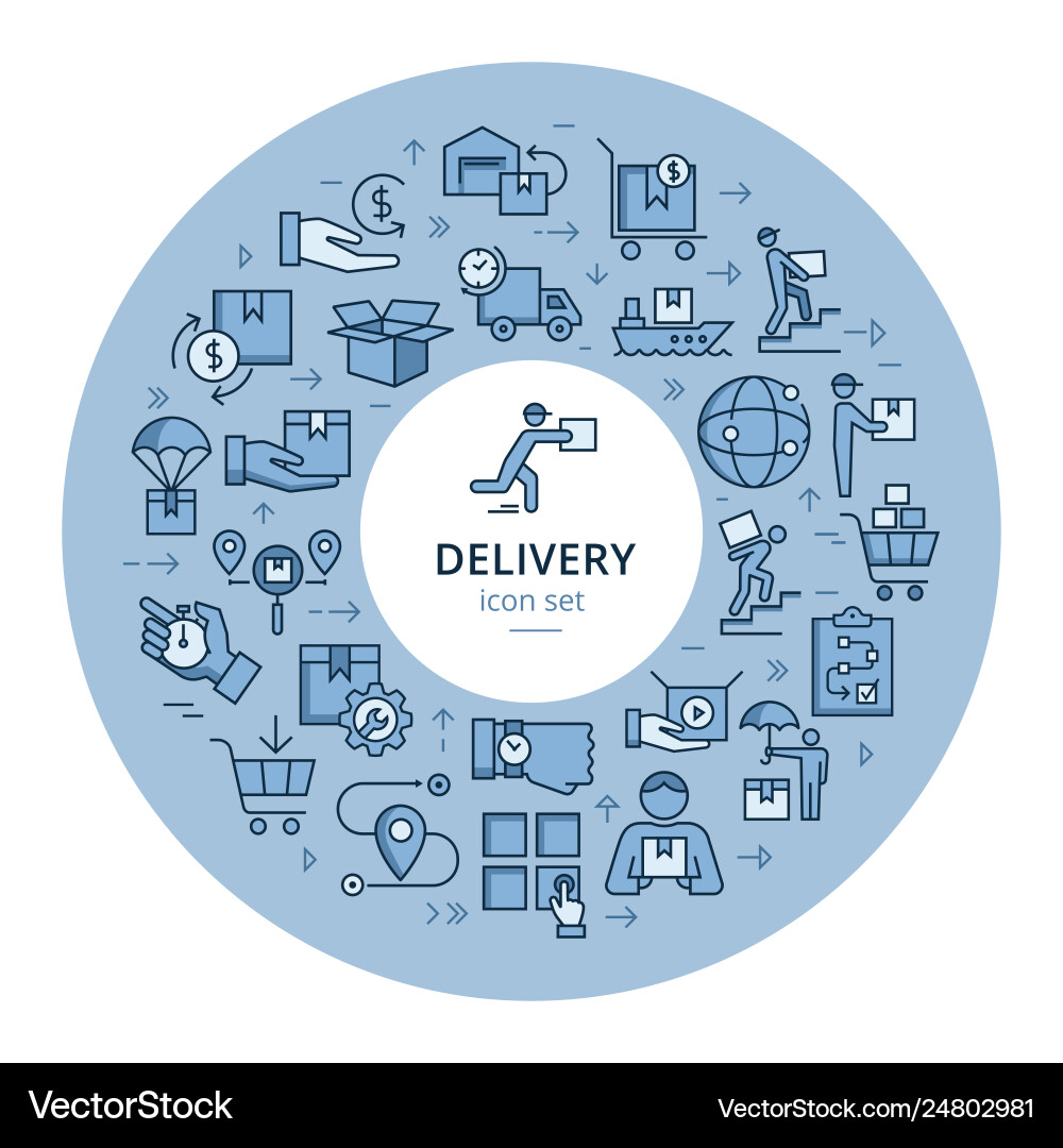 Circular colorful template delivery logistic set Circular colorful template delivery logistic set vector image