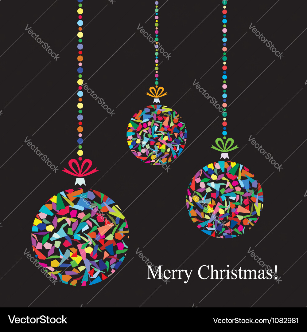 Colorful Christmas Balls Abstract Card Vector Image