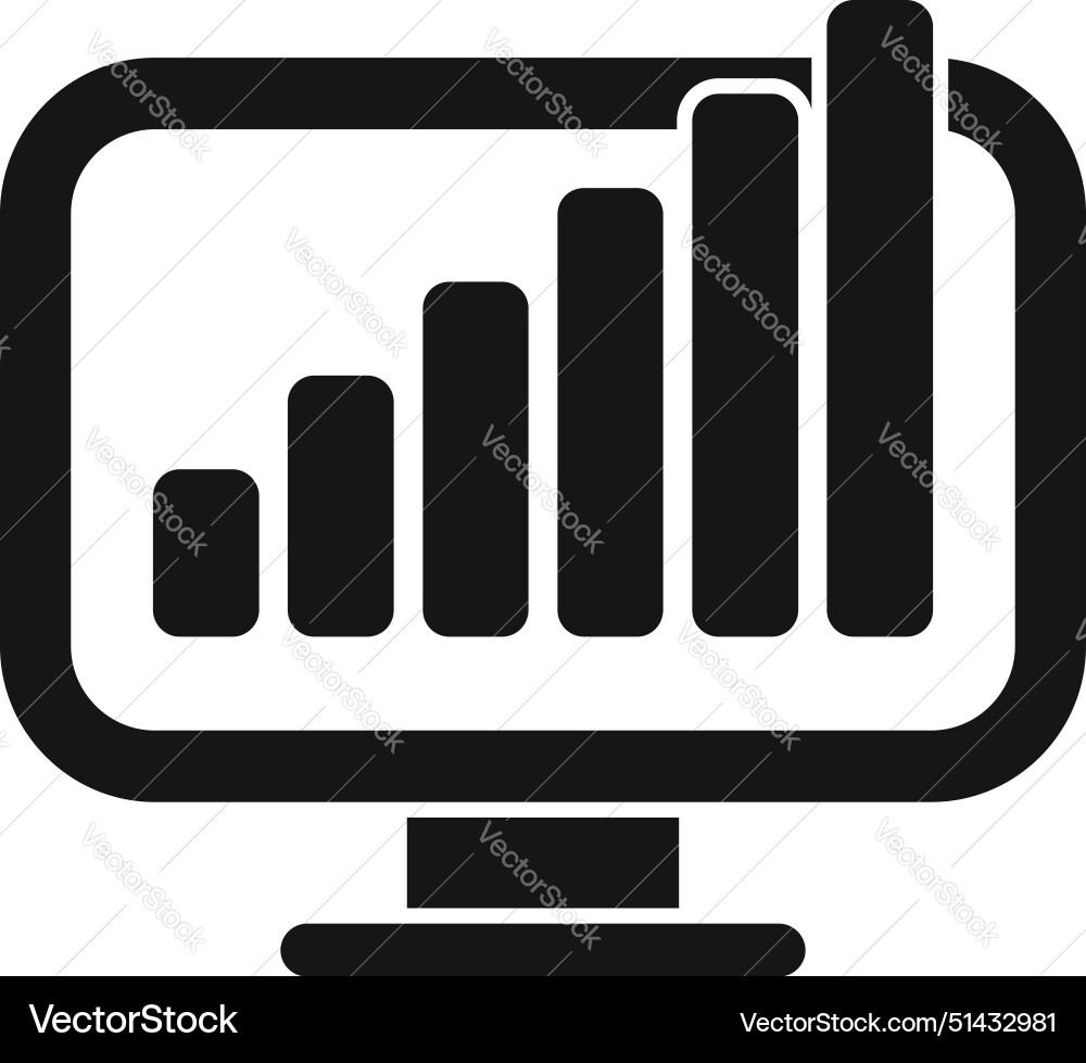 Computer monitor with bar graph icon Computer monitor with bar graph icon vector image