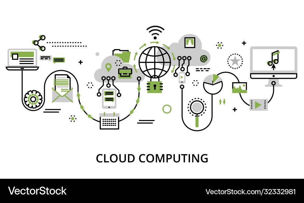 Concept cloud computing technologies protect Concept cloud computing technologies protect vector image
