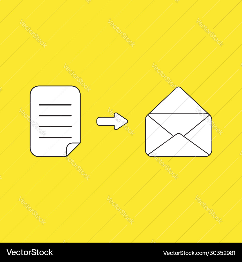 Concept written paper into open envelope Concept written paper into open envelope Vector Image