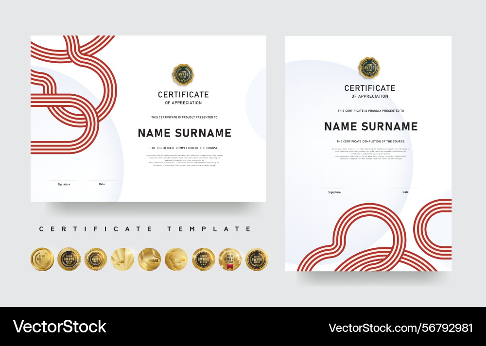 Creative certificate template with abstract red vector image