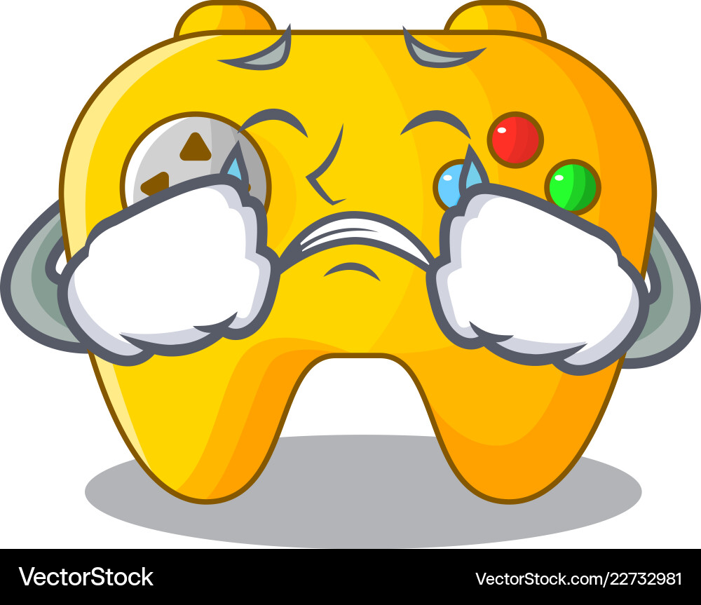 Crying video game controller shaped on charcter Crying video game controller shaped on charcter vector image