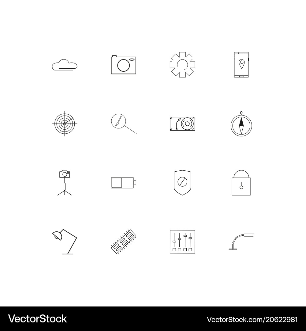 Devices simple linear icons set outlined Vector Image