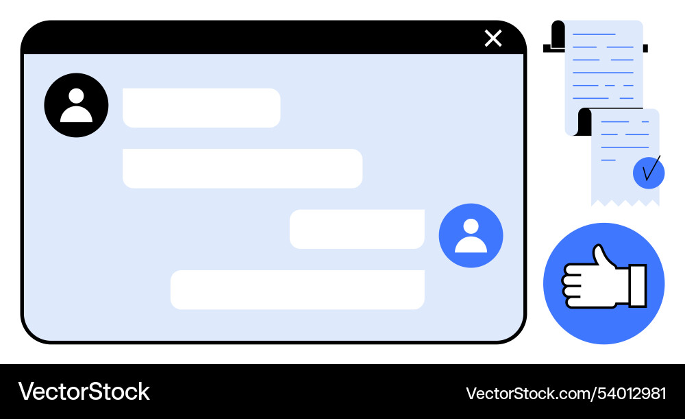 Digital communication interface with chat box vector image