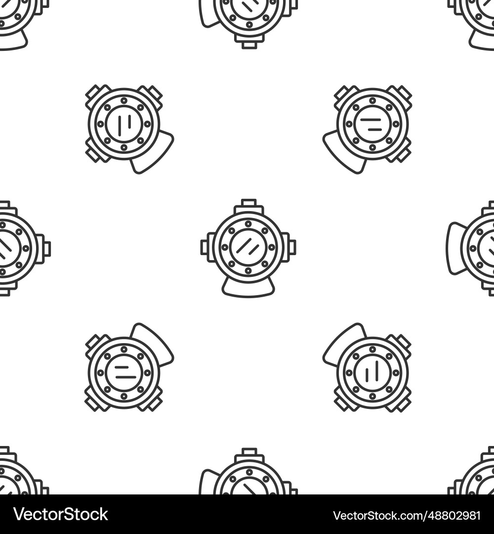 Grey line aqualung icon isolated seamless pattern Vector Image