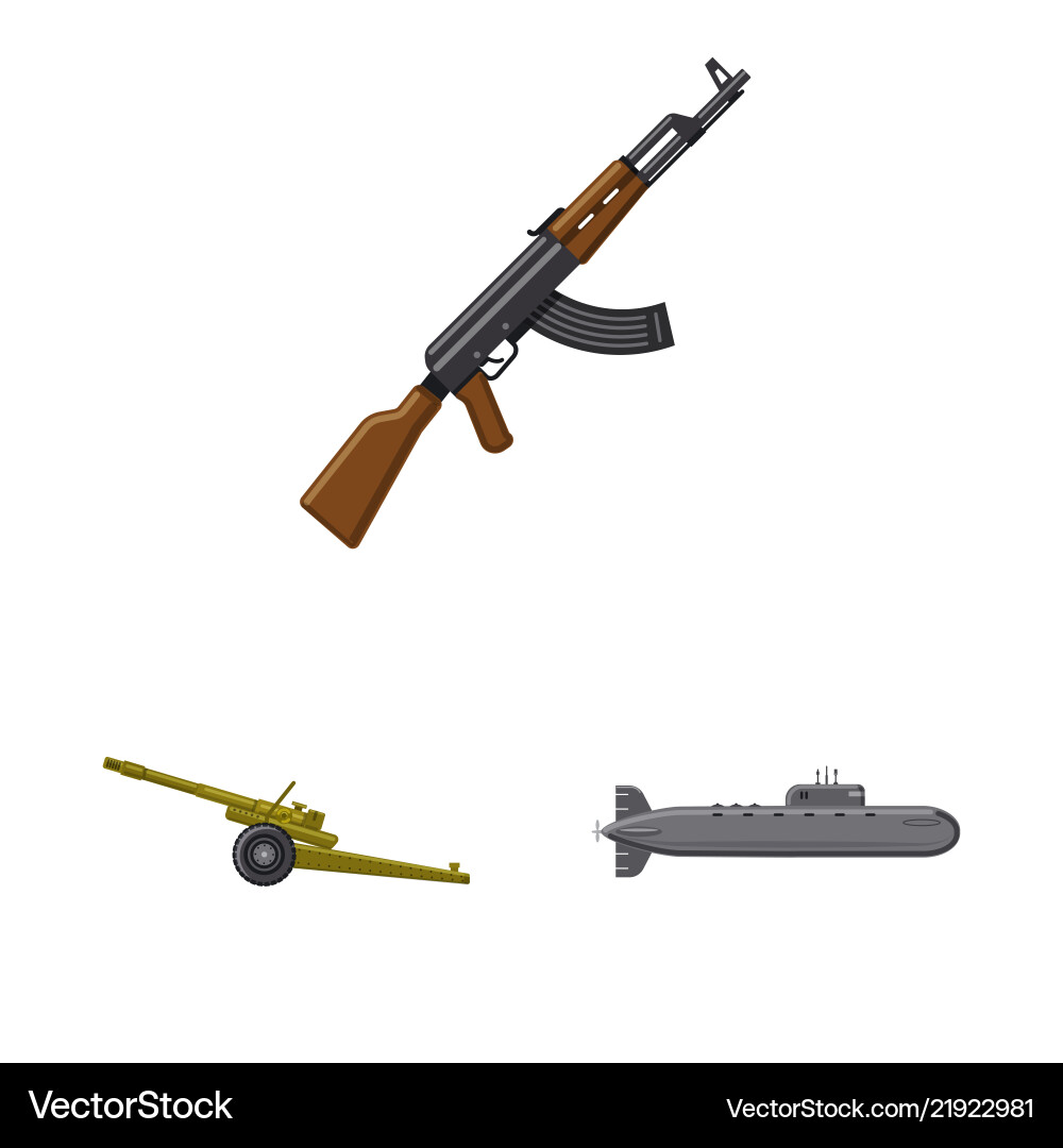 Isolated object of weapon and gun icon collection vector image