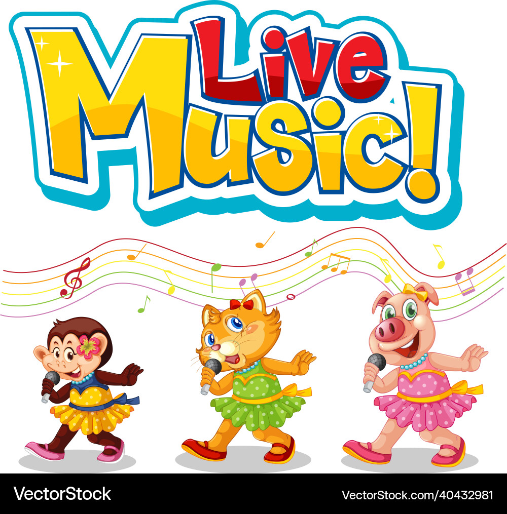 Live music logo with cute animals singing Live music logo with cute animals singing vector image