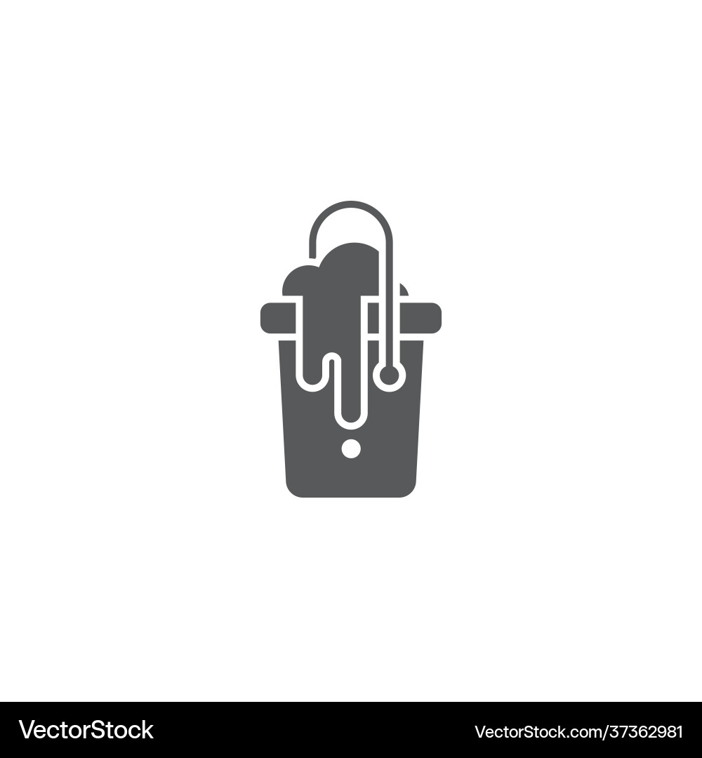 Mop bucket with foam soap line icon linear style Mop bucket with foam soap line icon linear style vector image