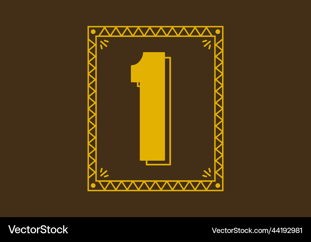 Number 1 in retro rectangle frame Number 1 in retro rectangle frame vector image