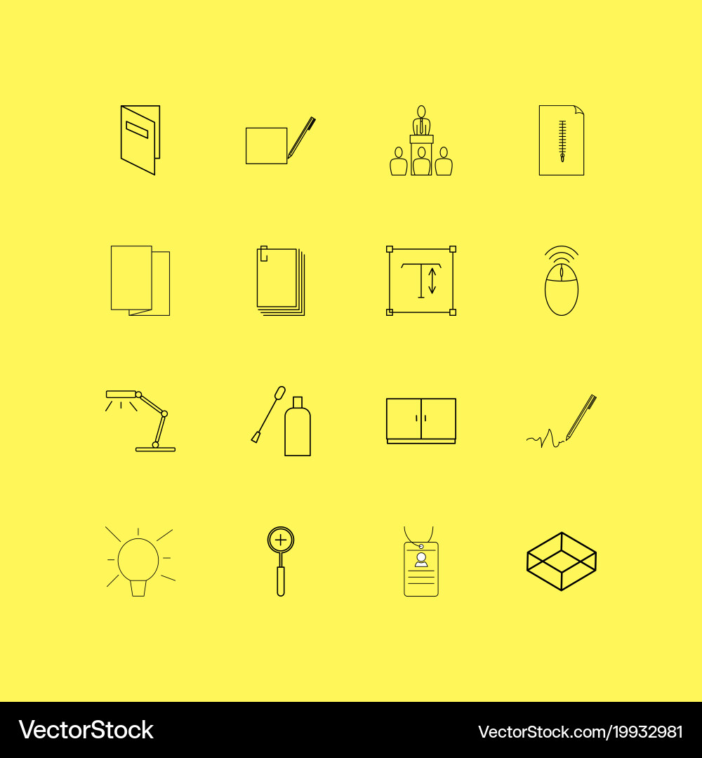 Office linear icon set simple outline icons Vector Image