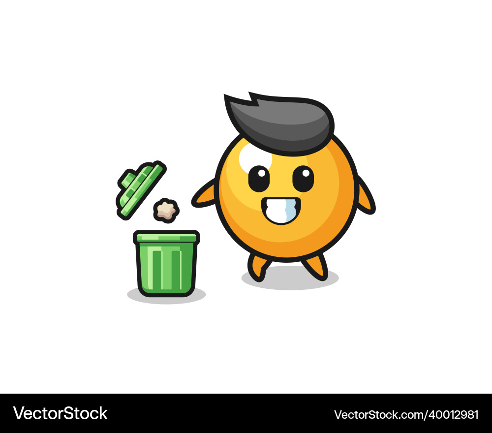 Ping pong throwing garbage in the trash can Vector Image