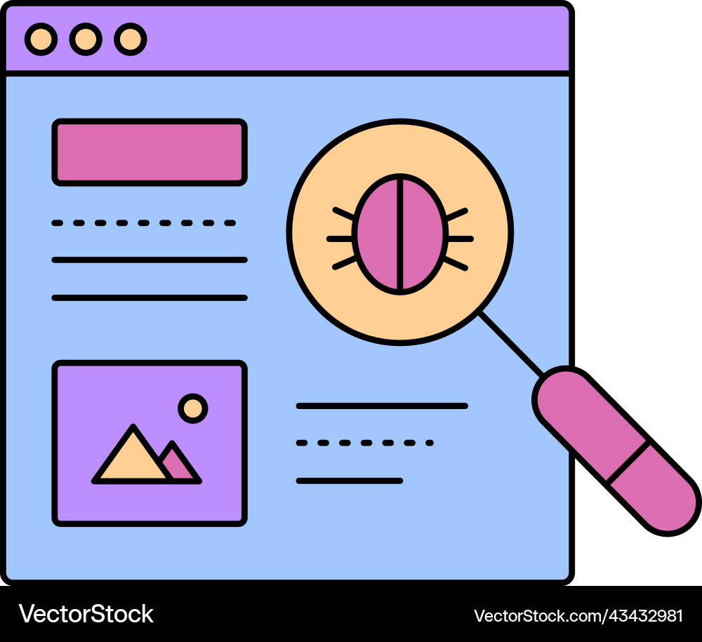 Security bug search computer software icon vector image