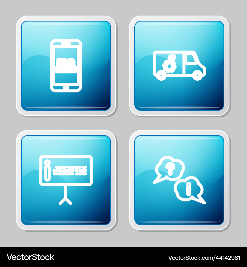 Set line mobile with faq information car service Vector Image