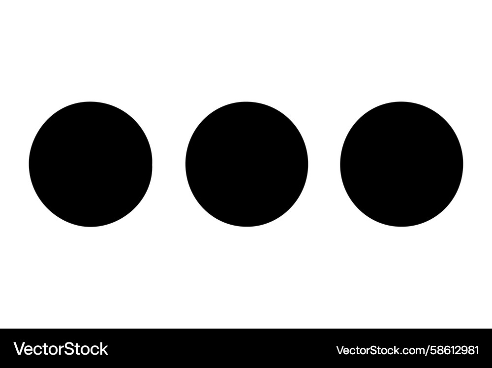 Three black dots in a horizontal row isolated Vector Image