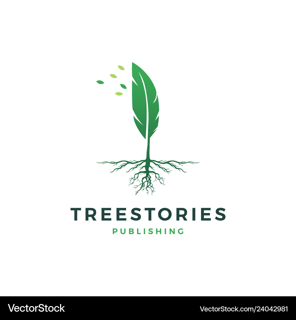 Tree Quill Feder Tinte Wurzel Logo-Ikone Tree Quill Feder Tinte Wurzel Logo-Ikone vektorbild