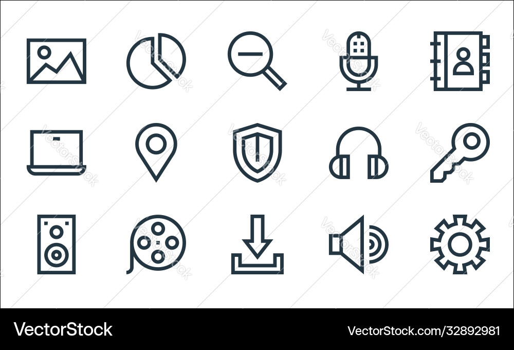 Web essentials line icons linear set quality Web essentials line icons linear set quality vector image