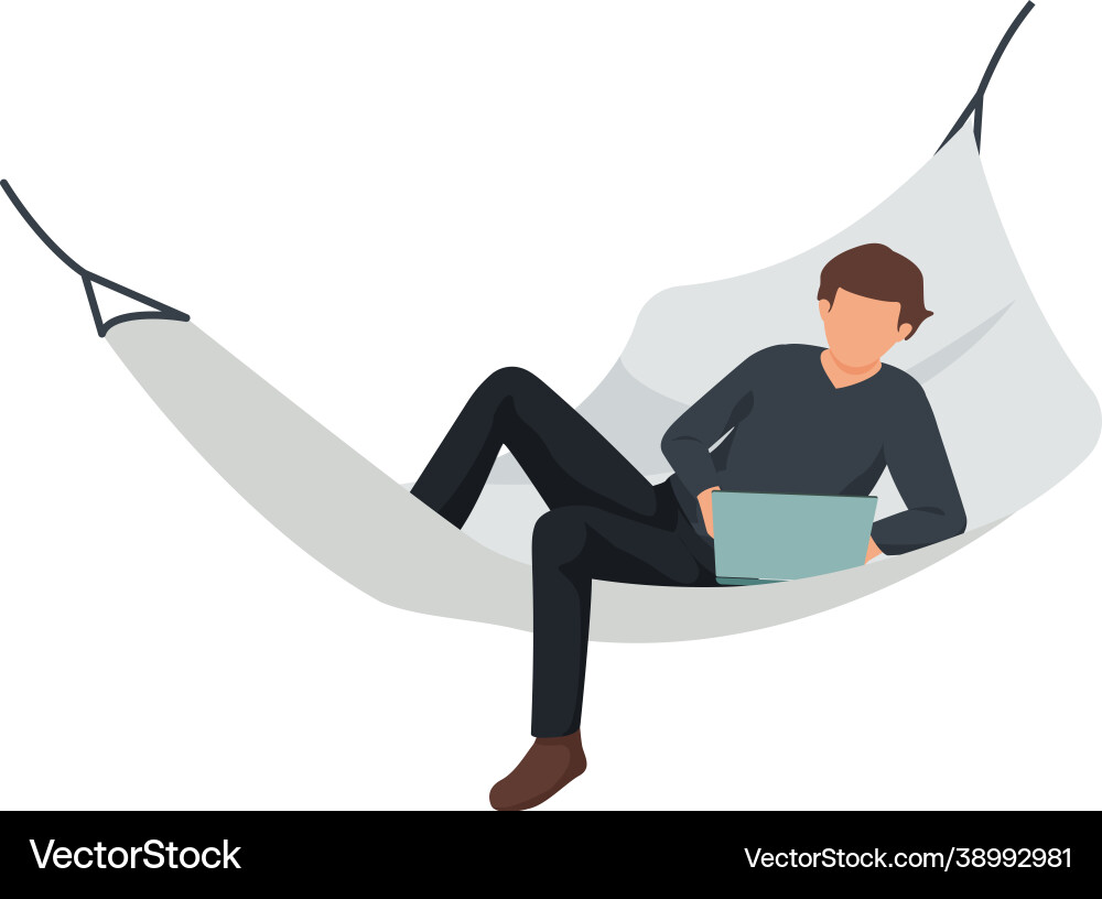 Working in hammock composition vector image