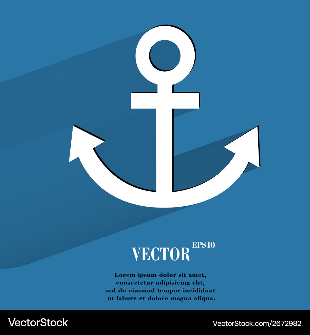 Anchor flat modern web button with long shadow vector image