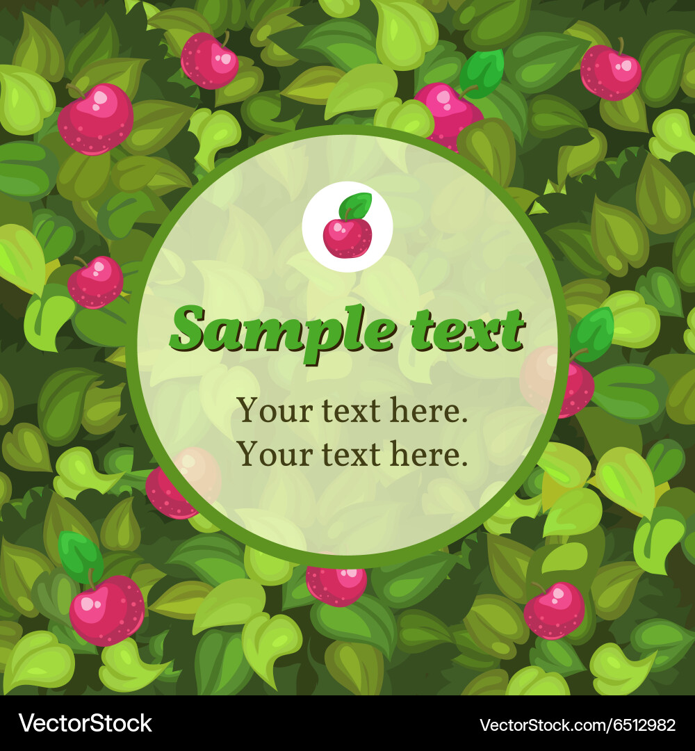 Autumn card with apple and frame for text vector image