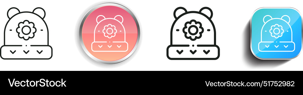 Beanie icon thin linear regular and button style vector image