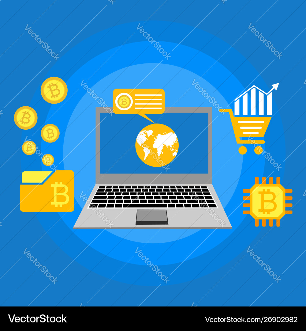 Blockchain scheme mining crypto currency server Blockchain scheme mining crypto currency server vector image