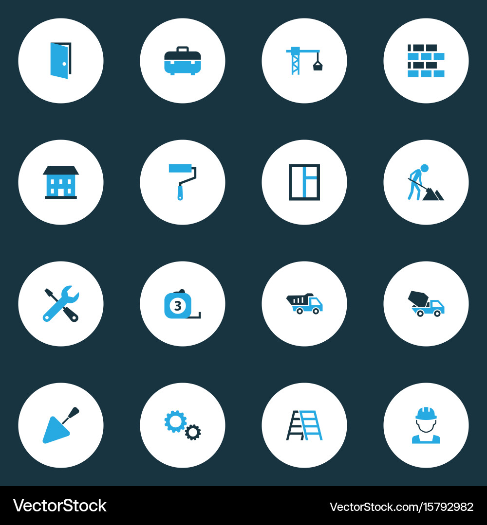 Building colorful icons set collection of lifting Vector Image