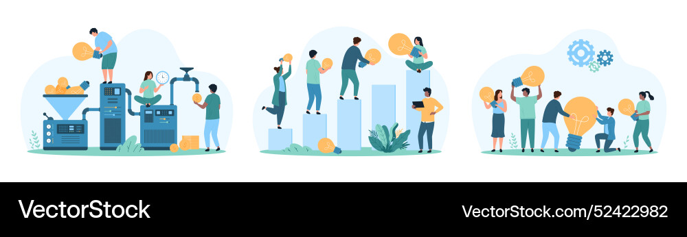 Business idea creation and monetization set tiny Business idea creation and monetization set tiny vector image
