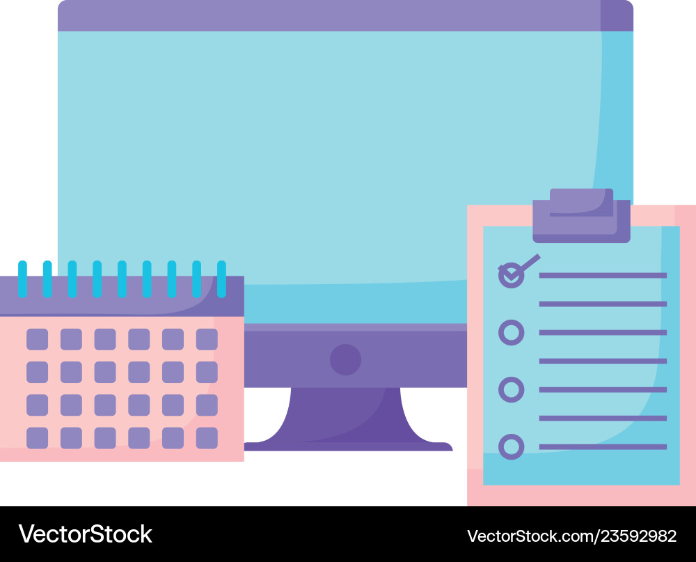 Computer and checklist design vector image