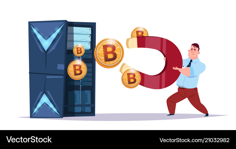 Data storage bitcoin center with hosting servers Data storage bitcoin center with hosting servers vector image