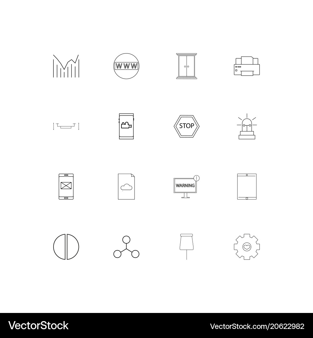 Devices simple linear icons set outlined vector image