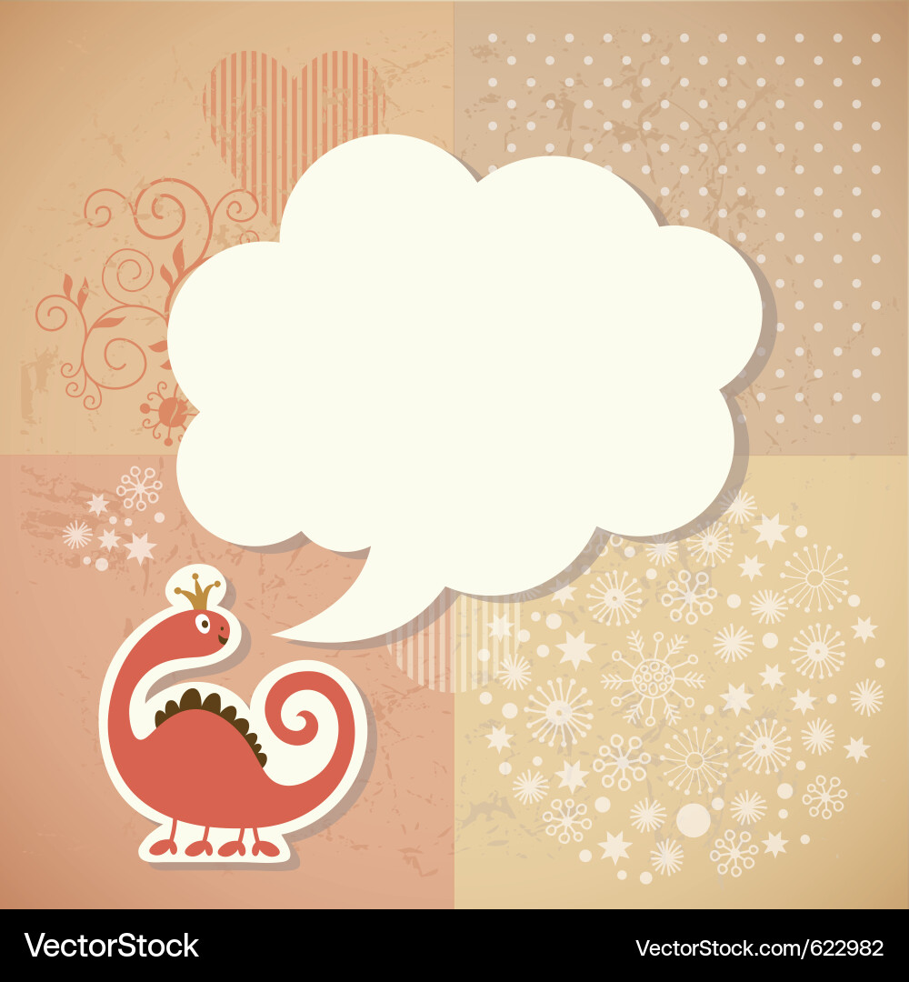 Dragon with Speech Bubble - Retro Pattern vector image