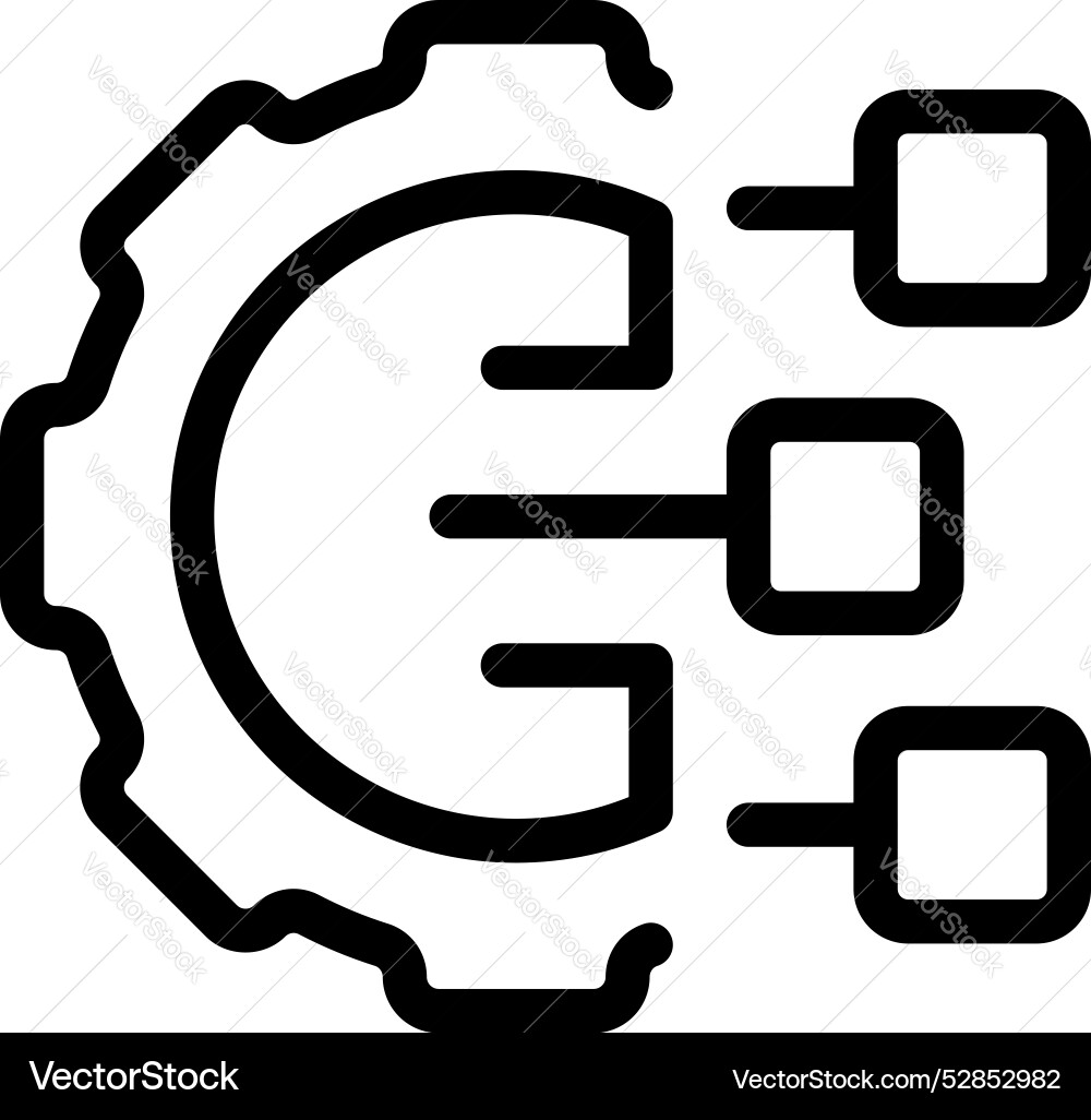 Gear connecting to data blocks representing Gear connecting to data blocks representing vector image