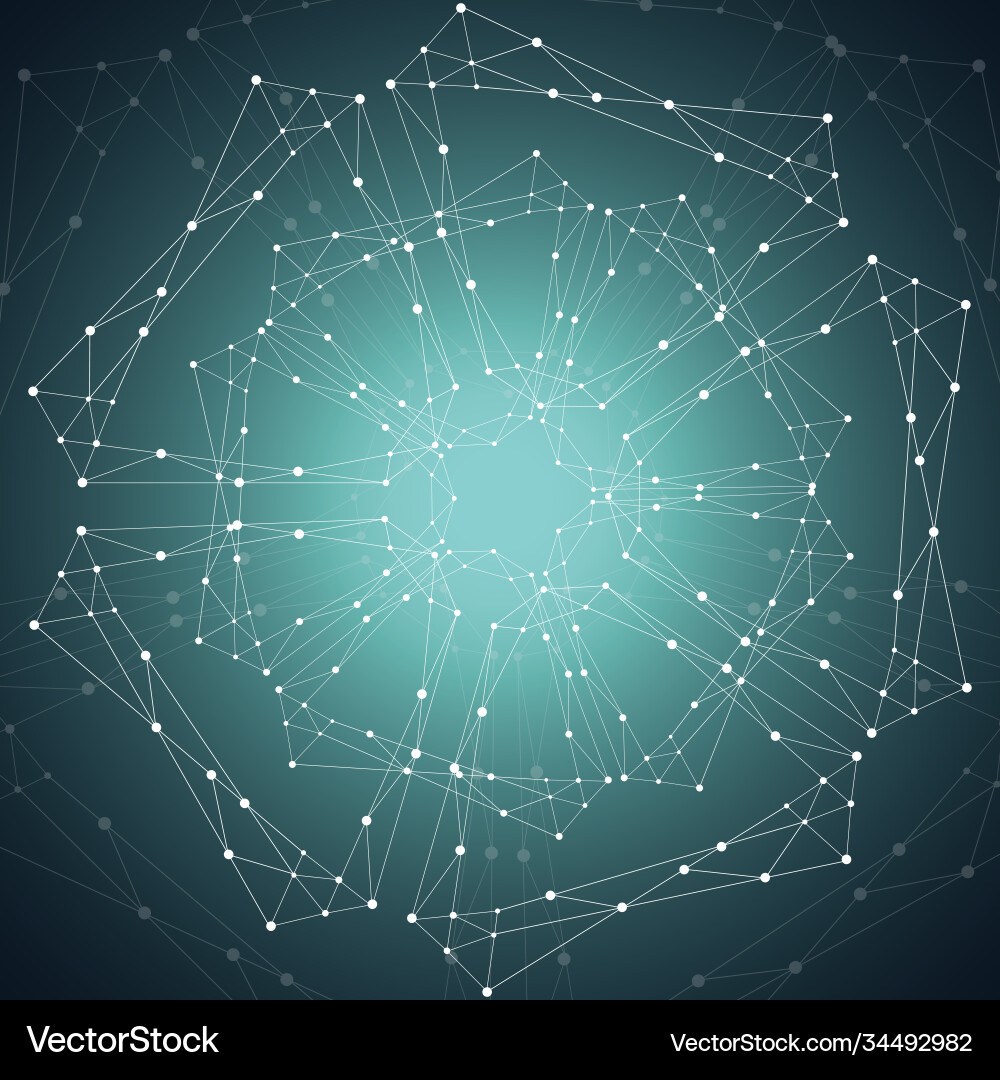 Geometric pattern with connected lines and dots Vector Image