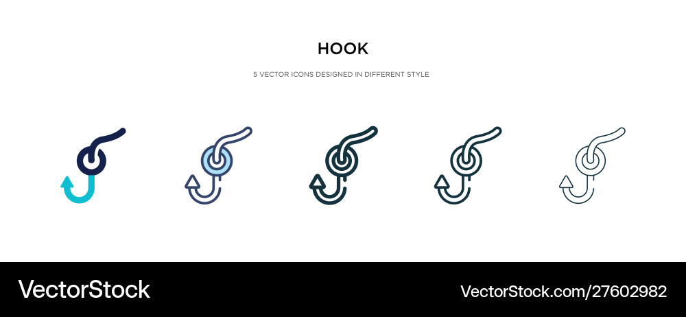 Hook icon in different style two colored Hook icon in different style two colored vector image