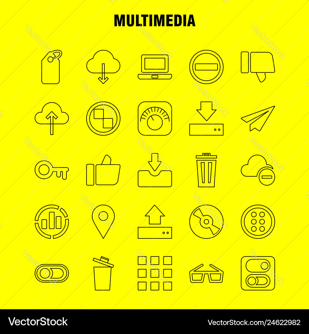 Multimedia line icon for web print and mobile vector image