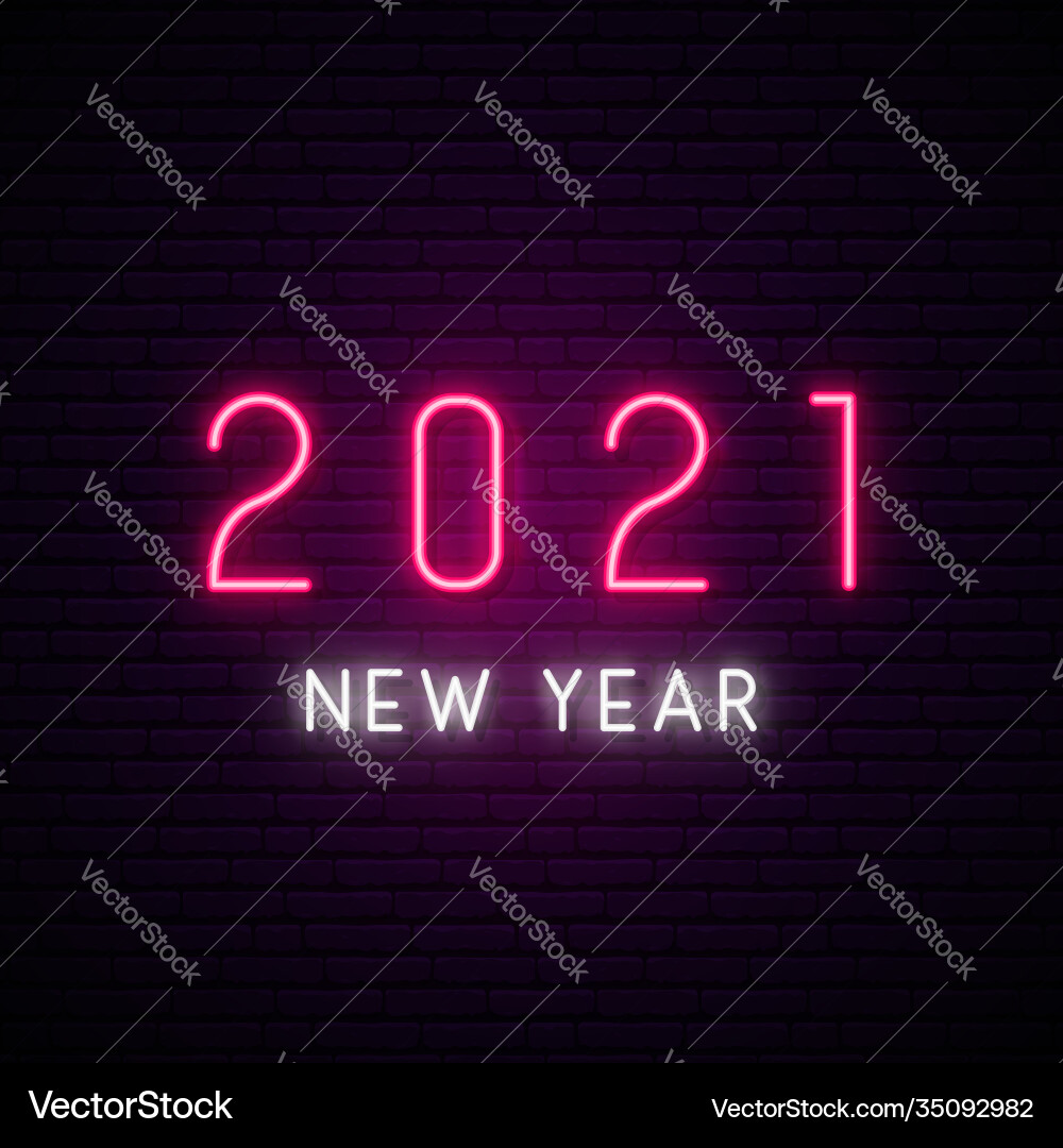 Neon 2021 New Year Sign vector image