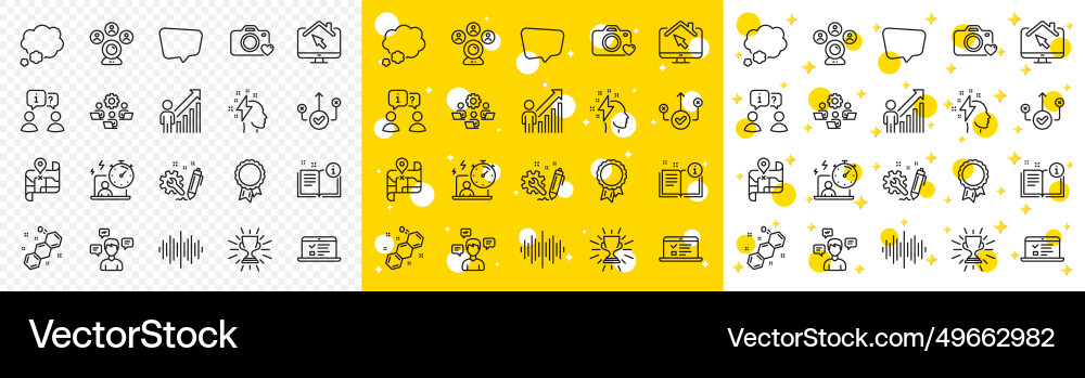 Outline teamwork timer and correct way line icons Outline teamwork timer and correct way line icons vector image