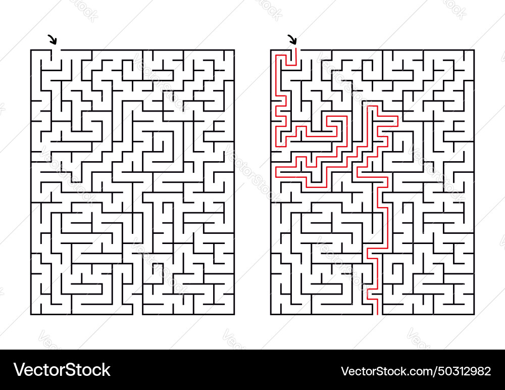 Rectangle labyrinth with entry and exit Rectangle labyrinth with entry and exit vector image