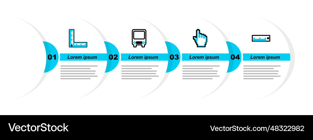 Set line ruler pixel hand cursor bus and folding Set line ruler pixel hand cursor bus and folding vector image