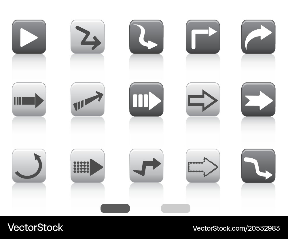 Arrow square button set Vector Image