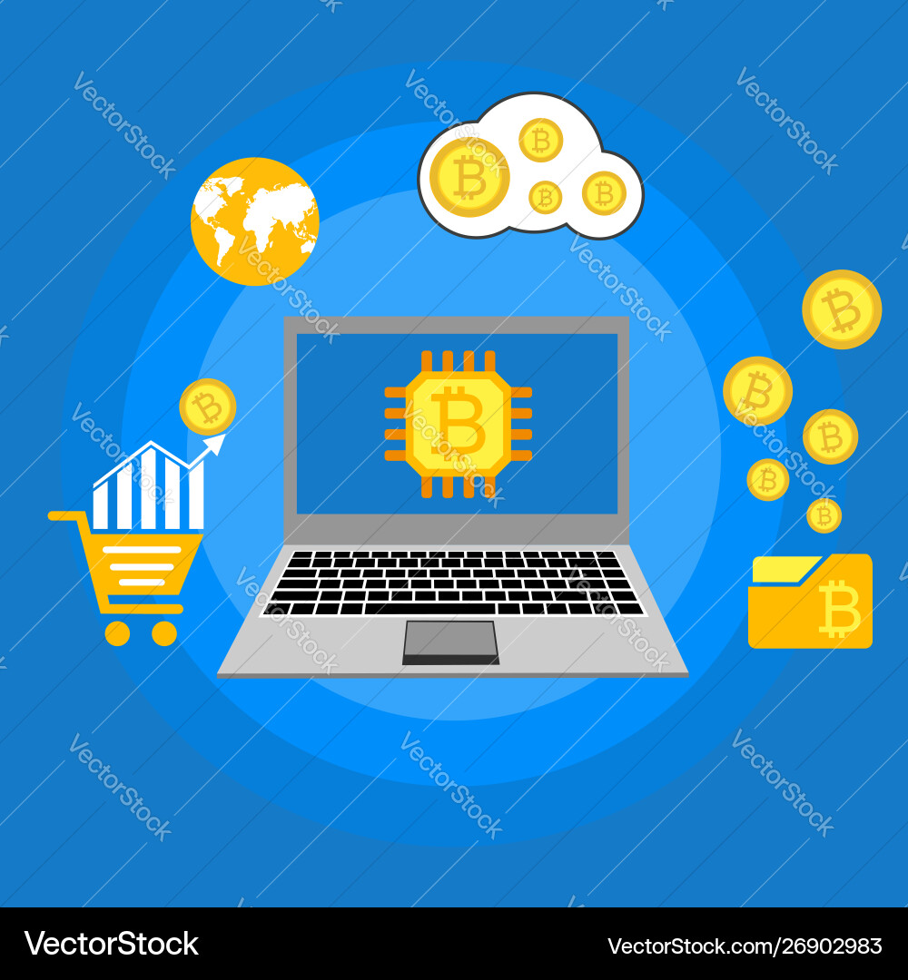 Blockchain scheme mining crypto currency server Blockchain scheme mining crypto currency server vector image