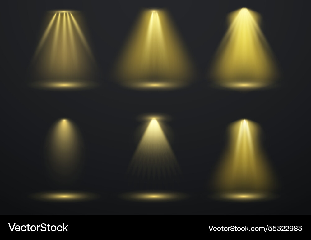 Bright yellow spotlight effect with rays Vector Image