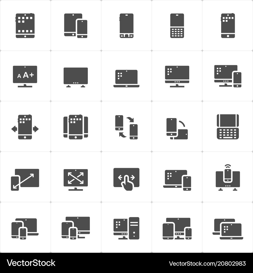 Con set - device and responsive solid icon style Con set - device and responsive solid icon style vector image