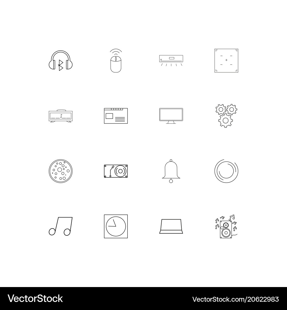 Devices simple linear icons set outlined vector image