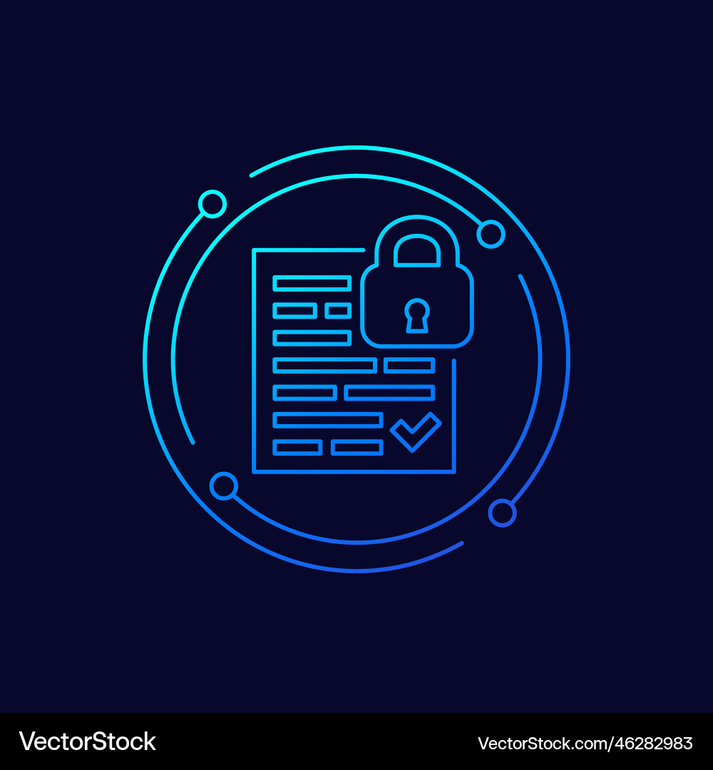 Document protection and data security line icon vector image