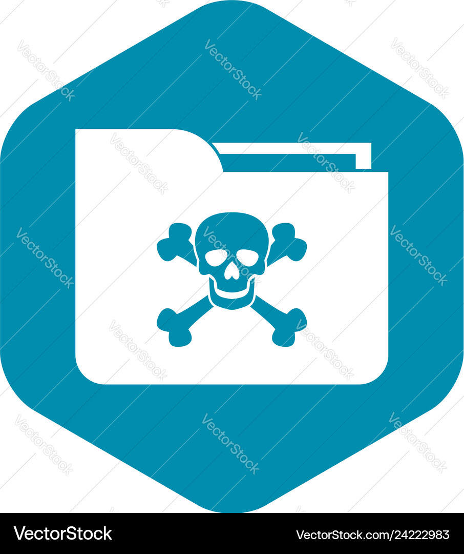 File folder with a skull icon simple style File folder with a skull icon simple style vector image